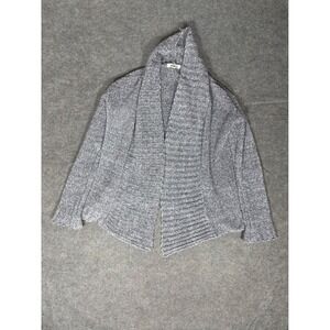BB Dakota Womens XS Marled Grey Open Front Shawl Collar Boucle Knit Cardigan